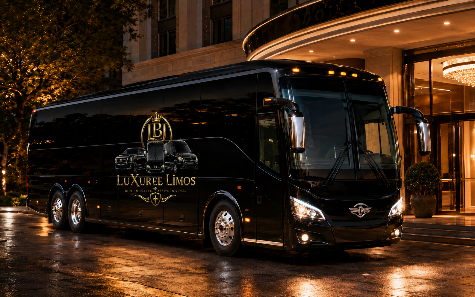 Luxury charter coach bus